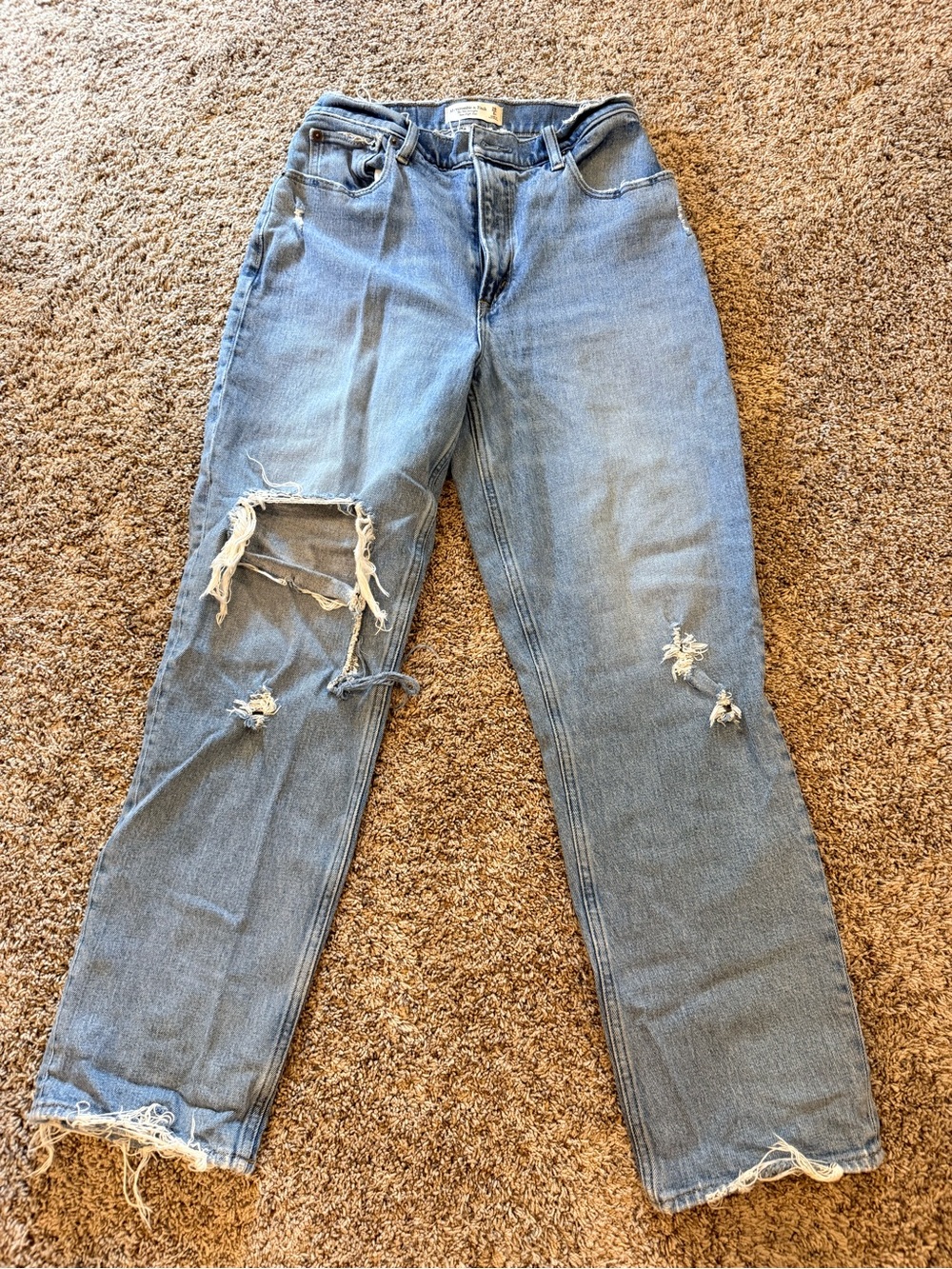 Abercrombie & Fitch Light Blue Straight Leg Distressed Jeans
